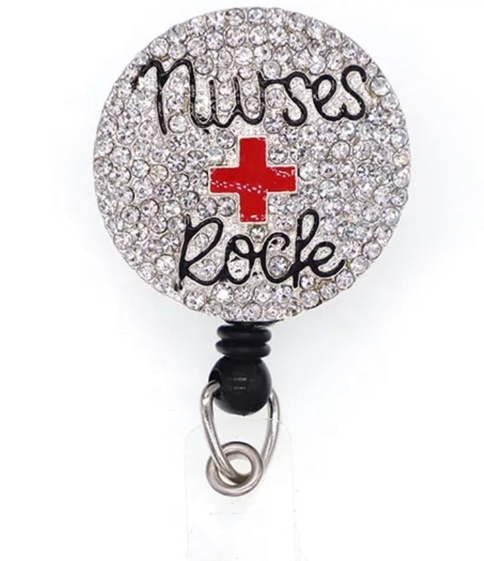 Nurses Rock Retractible Badge Reel w/Clip image 1