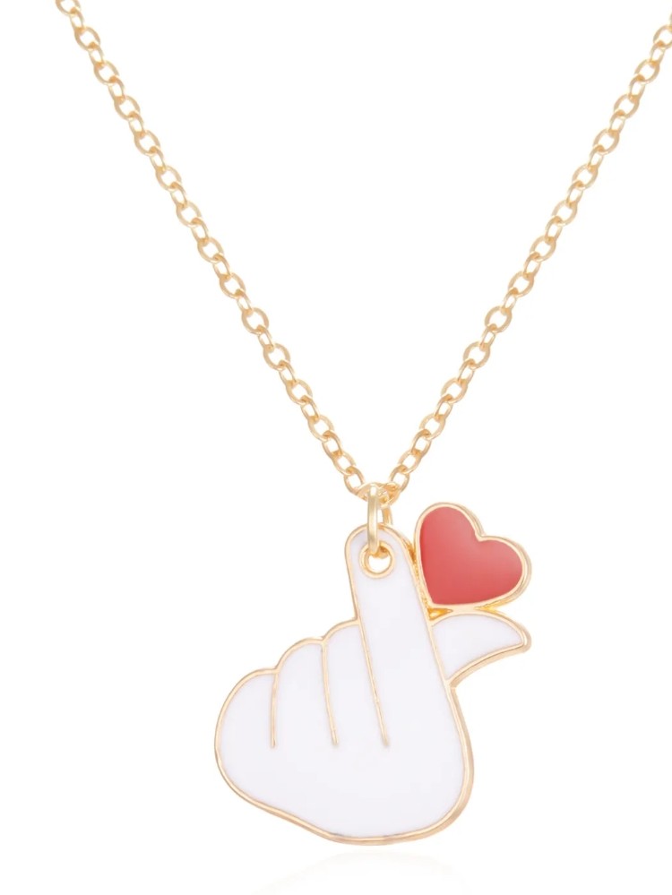 Small Hand Heart Metal Pendant image 0