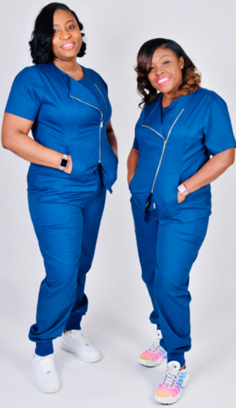 Zip Front Scrub/Straight Leg Pant Set image 0
