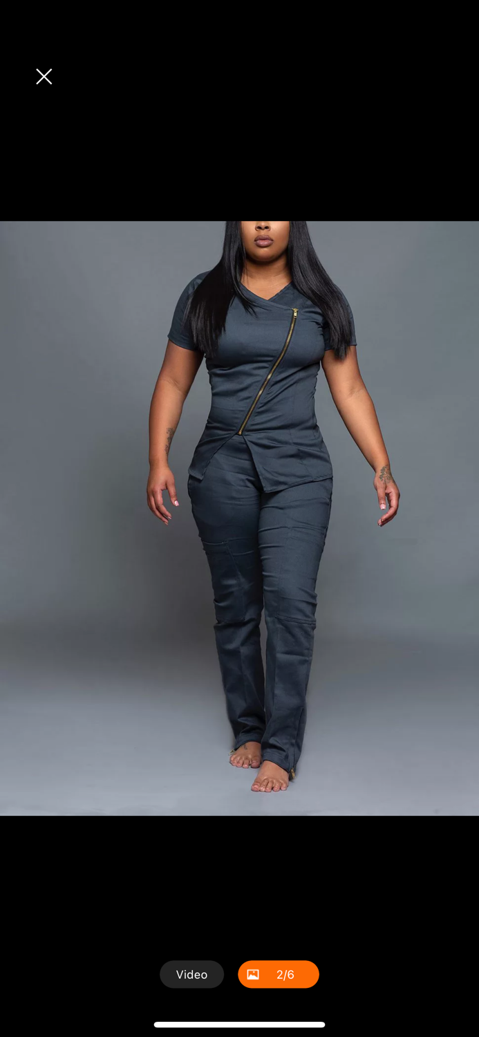Zip Front Scrub/Straight Leg Pant Set image 2