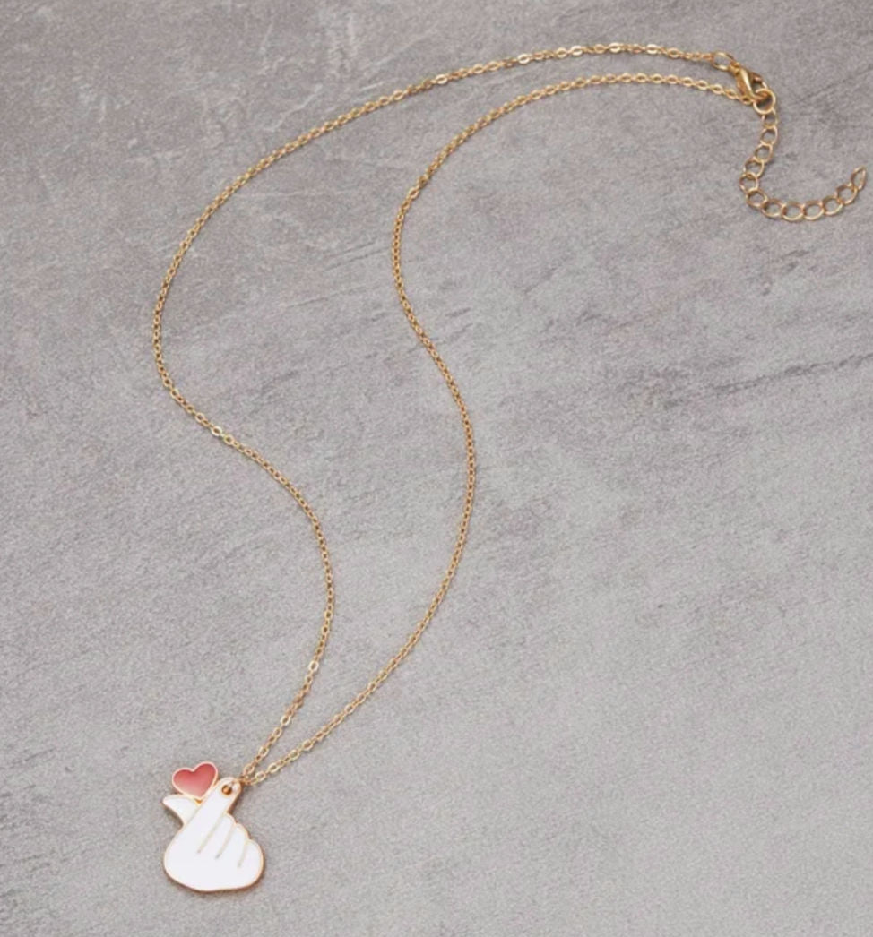 Small Hand Heart Metal Pendant image 1