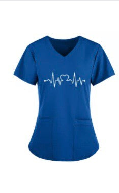 EKG Heart Scrub Top Shirt image 0