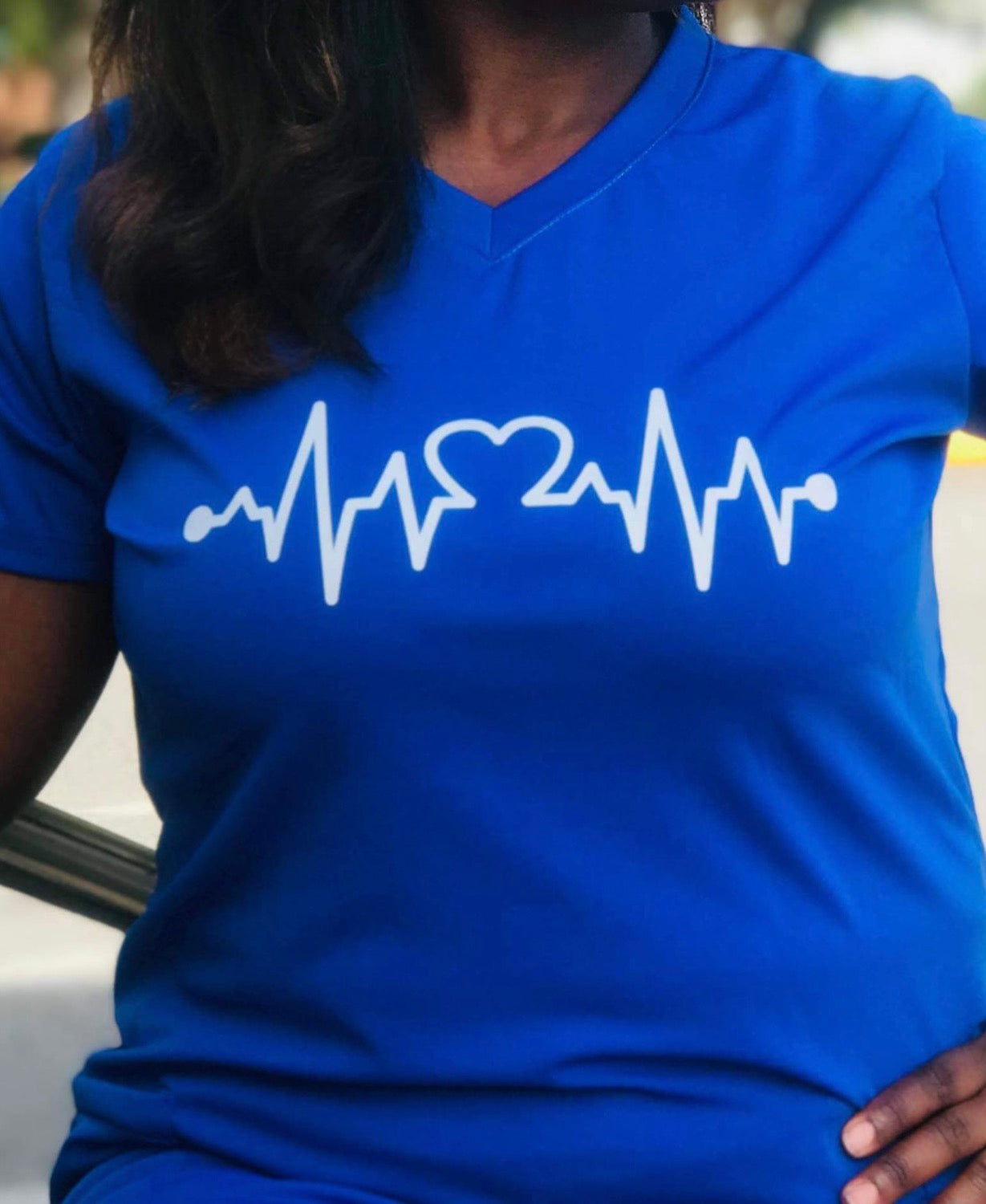 EKG Heart Scrub Top Shirt image 2