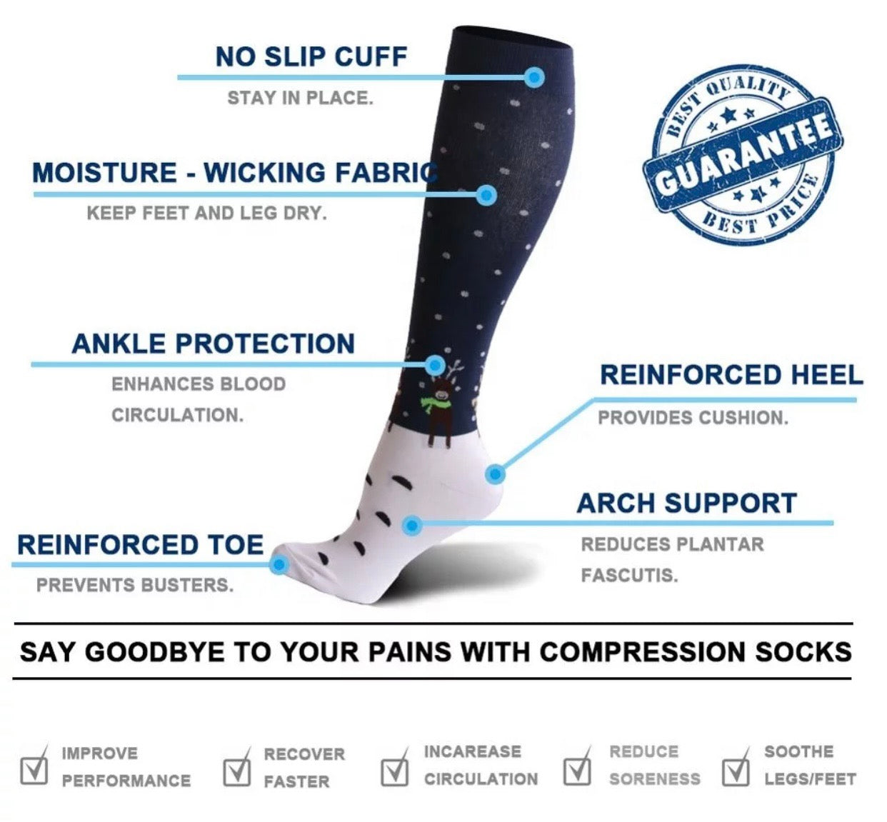 Knee High Christmas Medical Socking image 1