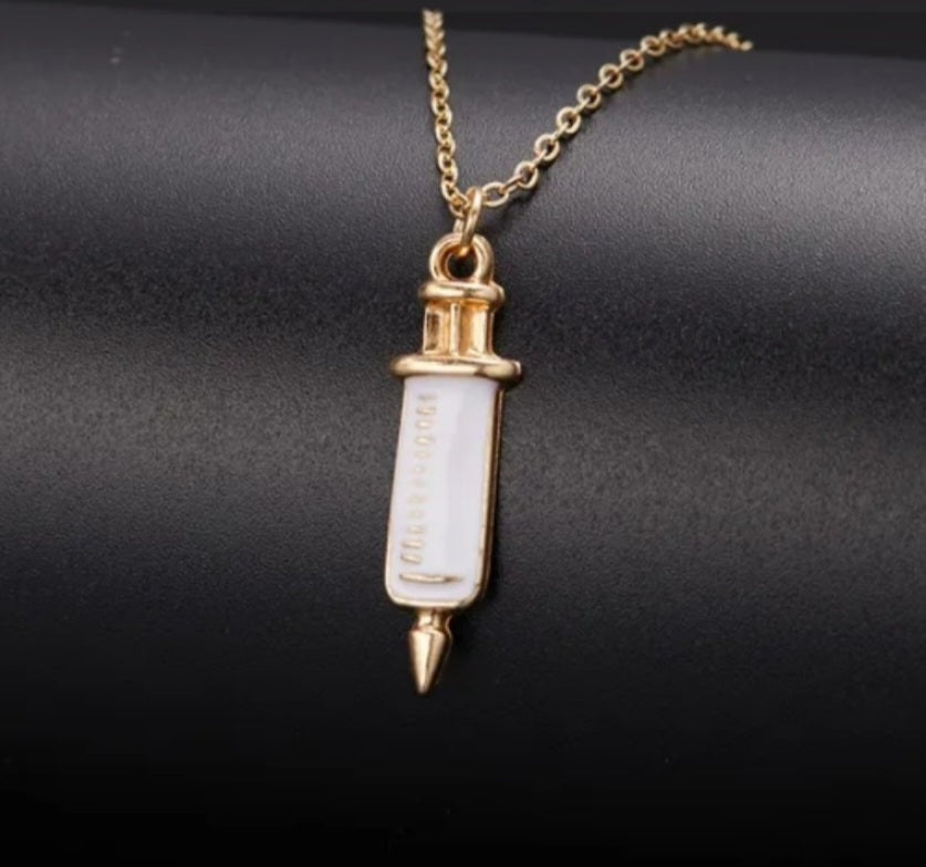 Small Syringe Metal Pendant image 0