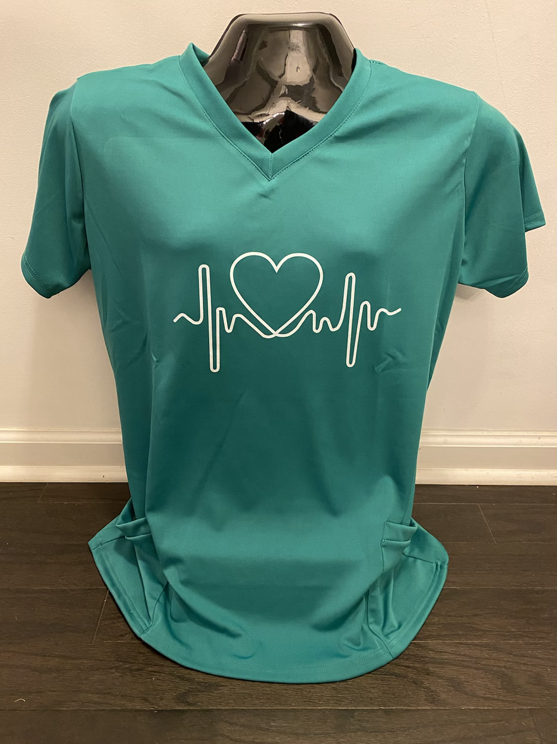 EKG Heart Scrub Top Shirt image 1