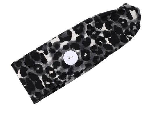 Black & White Print Headband w/ Button  image 0
