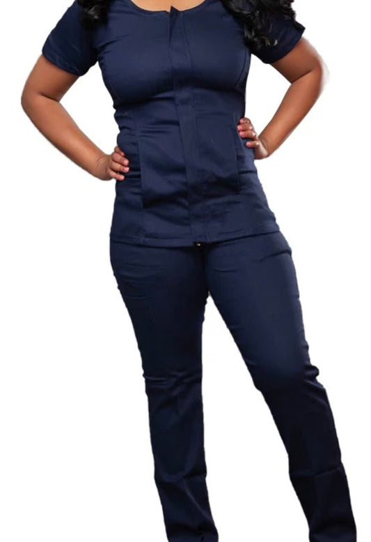 Invisible Zip Scrub Set w/ Straight Leg Pants  image 0