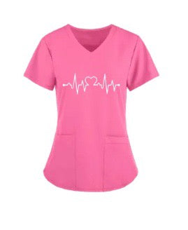 EKG Heart Scrub Top Shirt  image 0