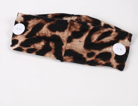 Cheetah Print Headband w/ Button image 0