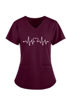 EKG Heart Scrub Top Shirt  image 0